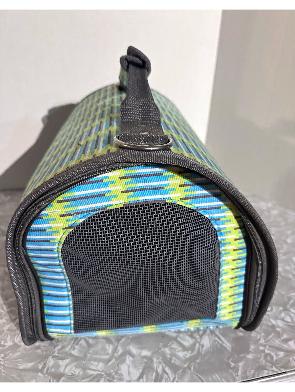 Soft-Sided Small Dog Travel Carrier Tote, Fabric, Blue/Green, Mesh, Zipper